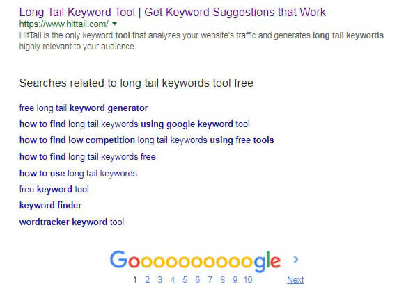 Google related keywords search